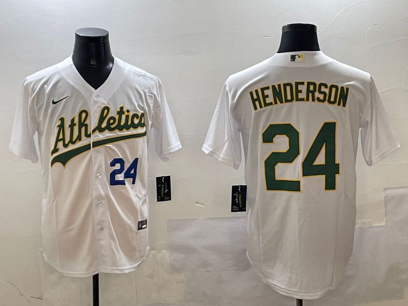 Men Oakland Athletics #24 Henderson White Game 2025 Nike MLB Jersey style 2